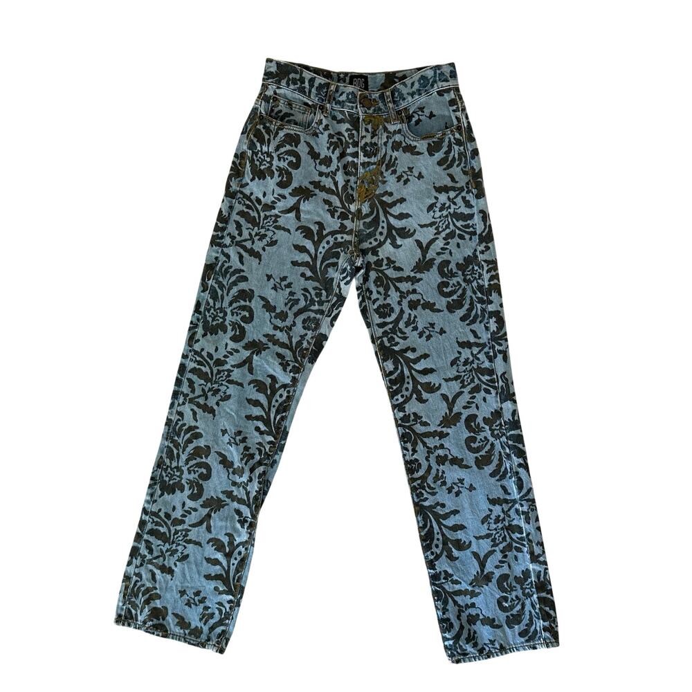 BDG Cowboy Jeans Women’s 26 Blue Floral Print High Rise Straight Leg Denim